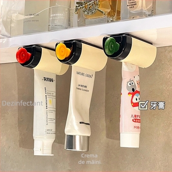 Suport magnetic pentru pastă de dinți sub dulapul de baie, montaj fără găuri, clips de depozitare pentru produsele de îngrijire a feței