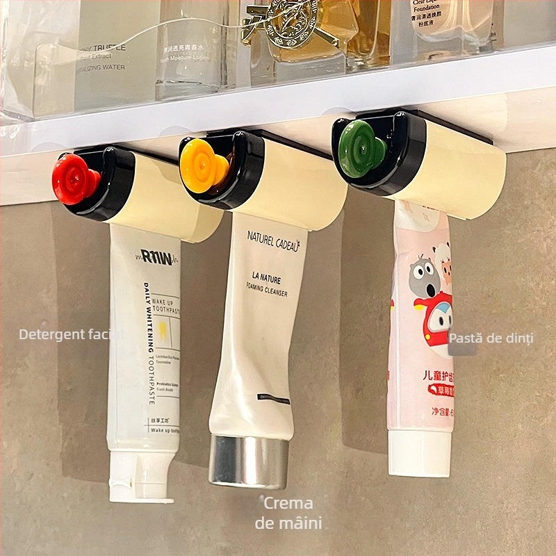 Suport magnetic pentru pastă de dinți sub dulapul de baie, montaj fără găuri, clips de depozitare pentru produsele de îngrijire a feței