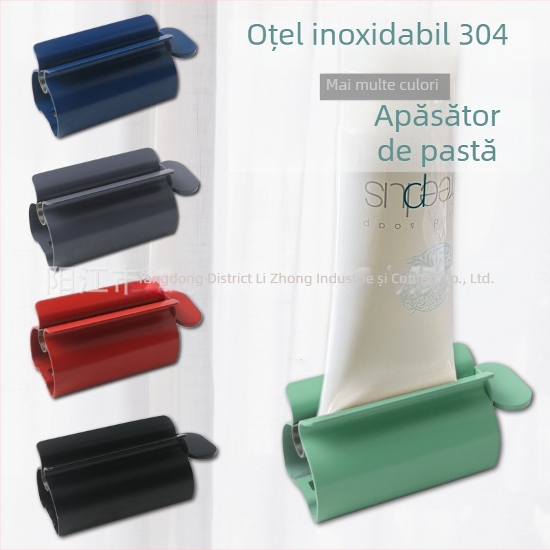 Stoarcător de pastă de dinți din oțel inoxidabil 304, rotativ manual, pentru pastă de dinți și produse de curățare pentru față, Lizhong