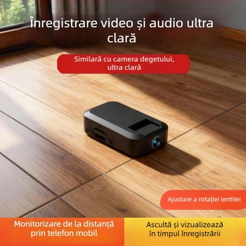 Cameră Wi‑Fi mică pentru monitorizare casnică, 1080P, obiectiv unghi larg, suport card TF, vedere de noapte, detecție mișcare cu alerte