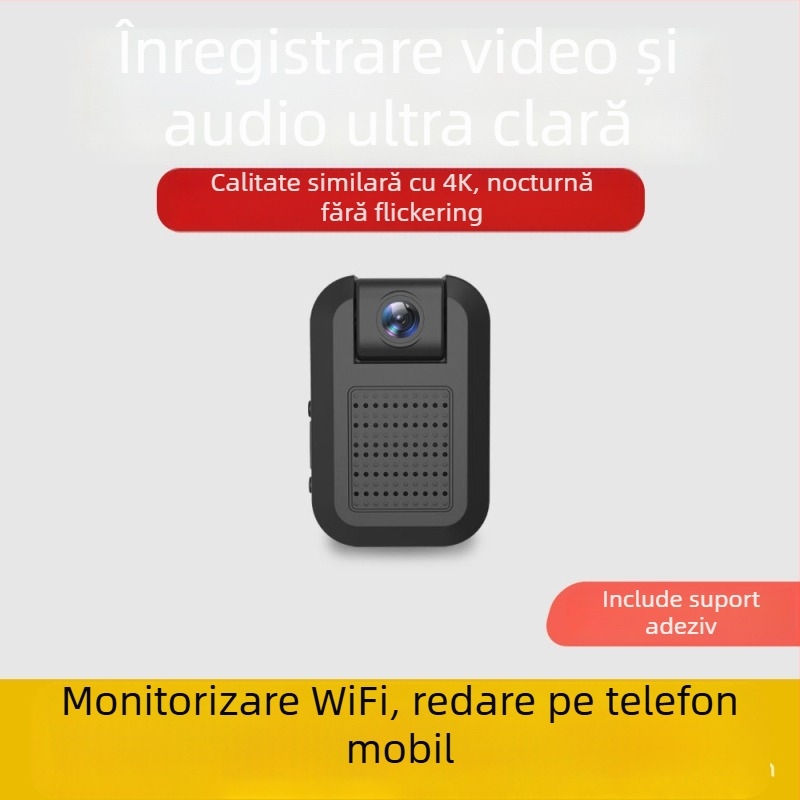 Cameră Wi‑Fi mică pentru monitorizare casnică, 1080P, obiectiv unghi larg, suport card TF, vedere de noapte, detecție mișcare cu alerte