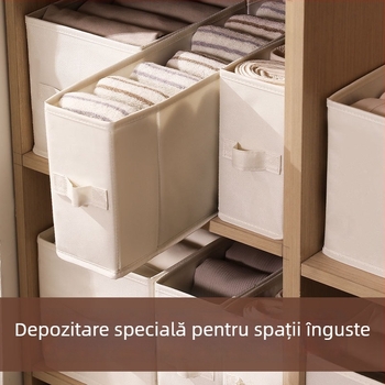 Cutie de depozitare pentru haine, dreptunghiulară, din material textil, organizator de tip sertar pentru garderobă, model 968088-10, material Oxford