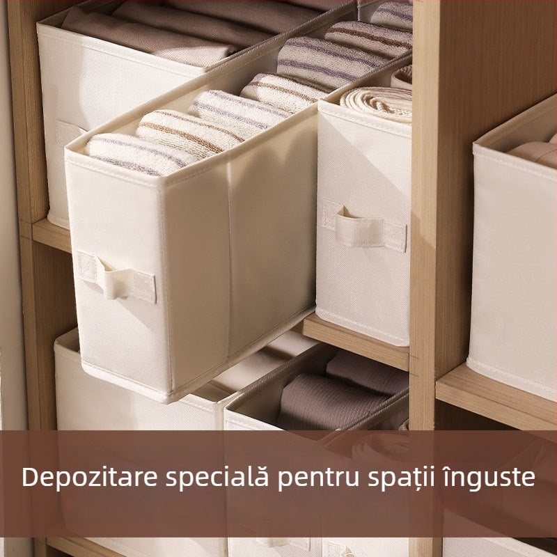 Cutie de depozitare pentru haine, dreptunghiulară, din material textil, organizator de tip sertar pentru garderobă, model 968088-10, material Oxford