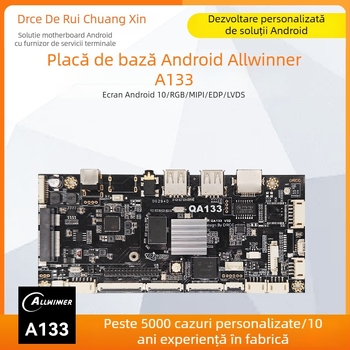 Placă Android Allwinner A133, quad-core 1.8 GHz, 1GB RAM + 8GB flash, alimentare 12V 2A, USB: 2 porturi host (OTG opțional) + 3 porturi USB, TTL 3.3V serial, pentru afișaje publicitare și semnalizare digitală