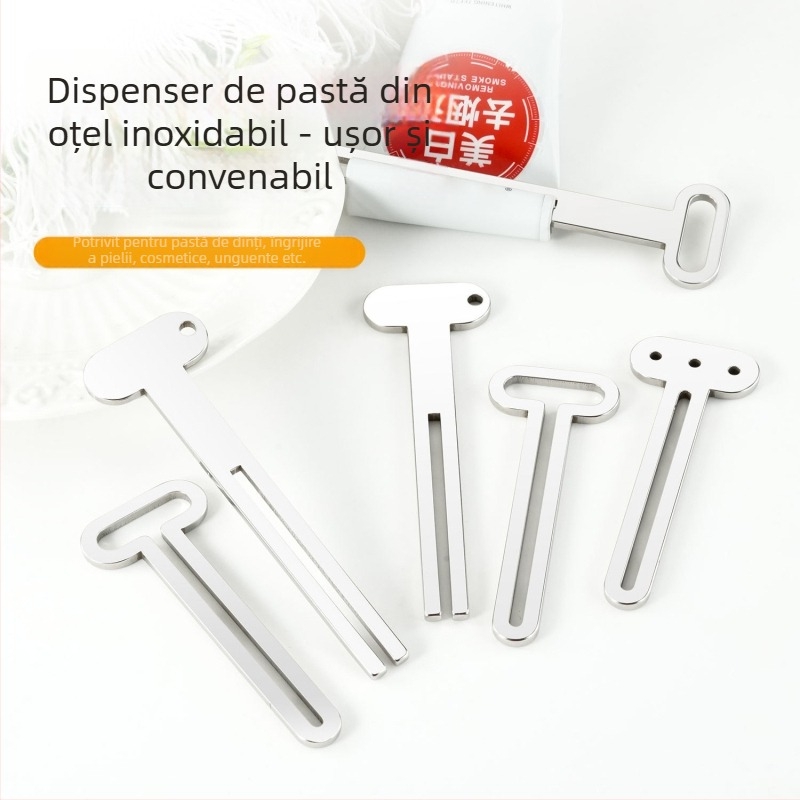 Stoarcător din oțel inoxidabil pentru pastă de dinți și cremă de mâini, manual, multifuncțional