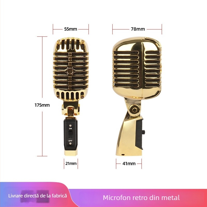 Microfon dynamic de scenă cu wireless, răspuns în frecvență 20 Hz–20 kHz, SNR ≥75 dB, bobină mobilă, model S02