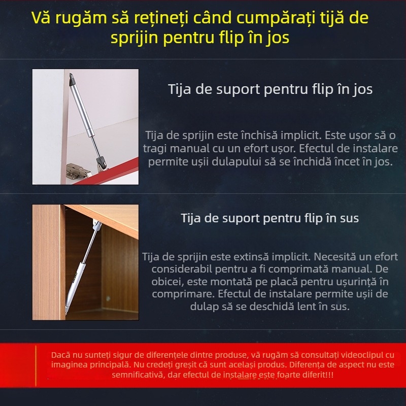 Sprijin hidraulic pentru ușile de dulap – oțel laminat la rece, Mary, pentru dulapuri, stil modern minimalist, finisaj electroplacat
