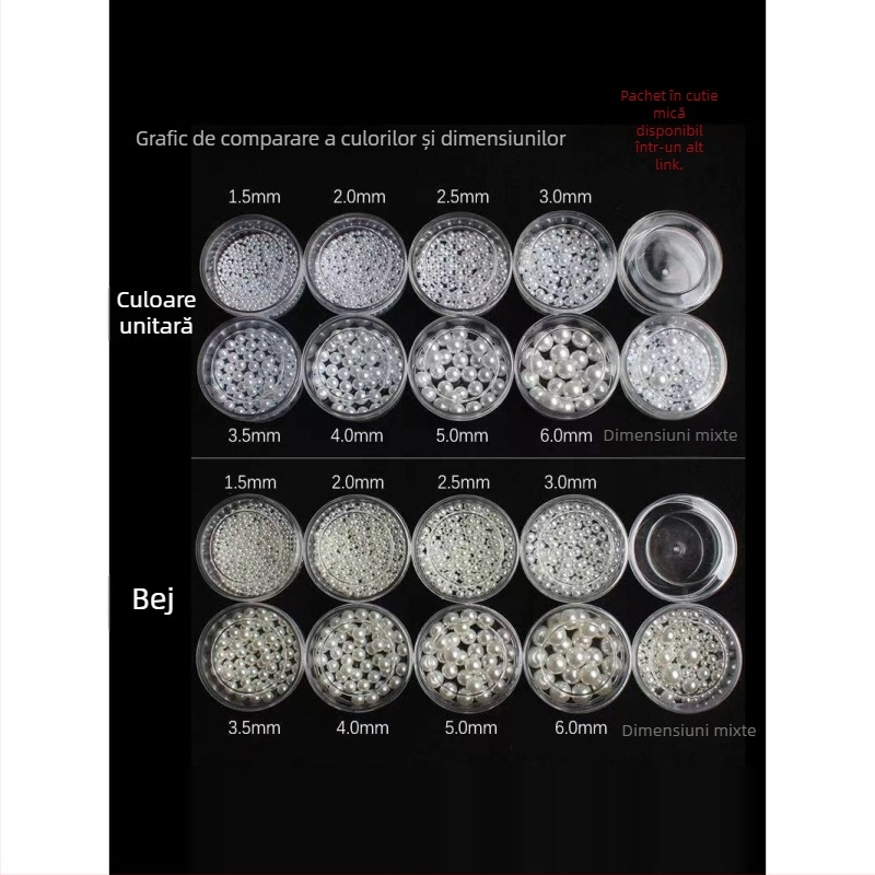 Perle pentru manichiură, rotunde, nepore, material: oxid de aluminiu, ambalaj de bază