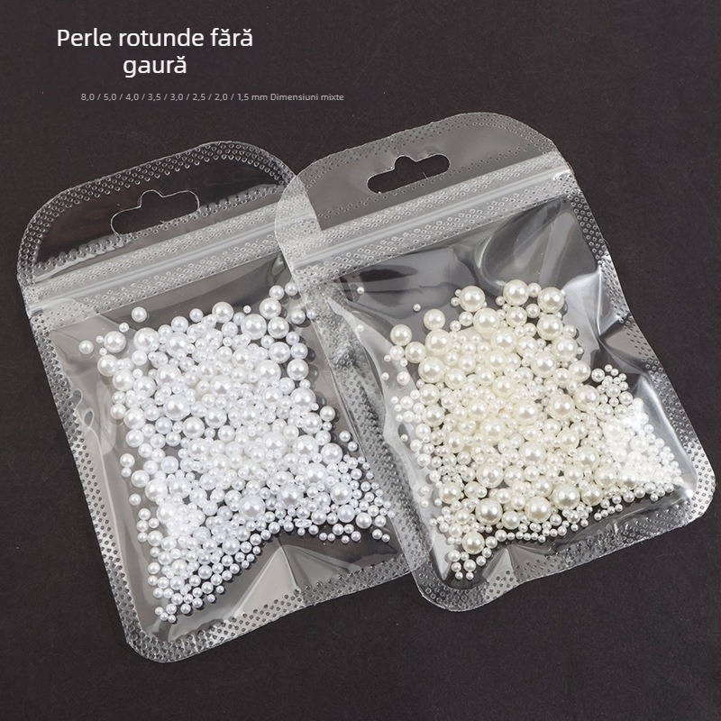 Perle pentru manichiură, rotunde, nepore, material: oxid de aluminiu, ambalaj de bază