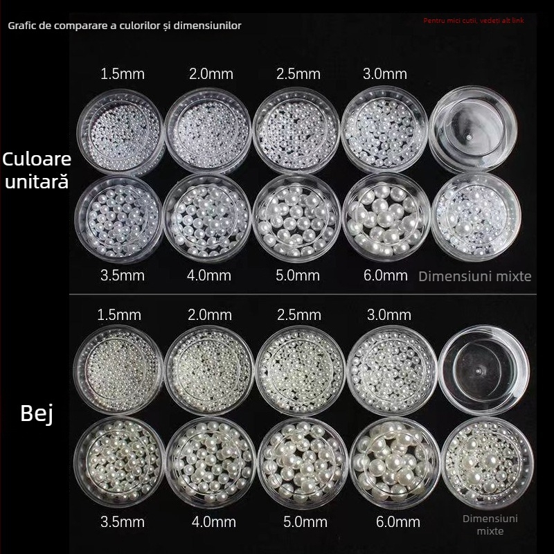 Perle pentru manichiură, rotunde, nepore, material: oxid de aluminiu, ambalaj de bază