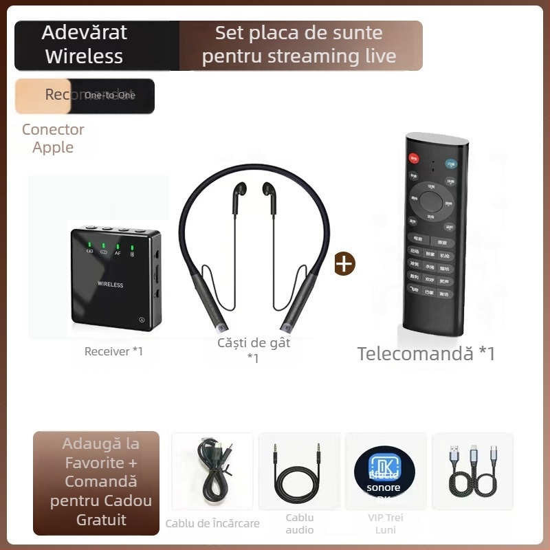 Carte de sunet pentru streaming live cu cască Bluetooth integrată și atenuare inteligentă a zgomotului - Model T9P, Bluetooth 5.3, 20Hz-20kHz, SNR ≥70dB, autonomie 6-8h