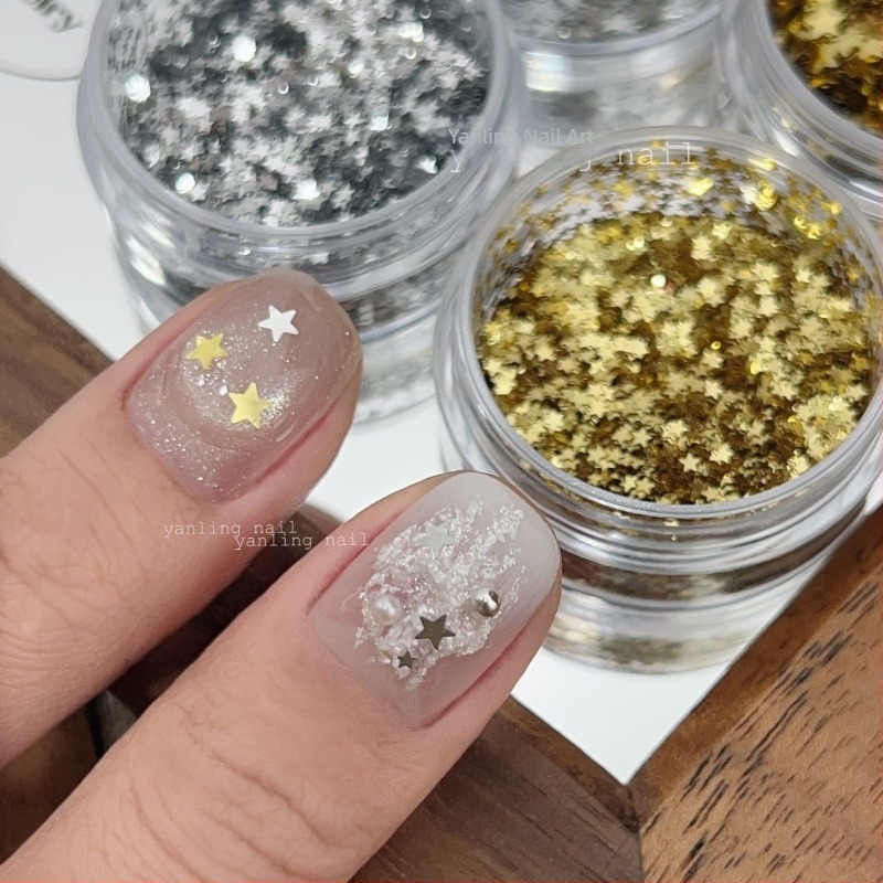 Bijuterii pentru manichiură - Sequins în formă de stea cu cinci colțuri, stil simplu; Brand Swallowling; Material: Sequins; Model: Stele.