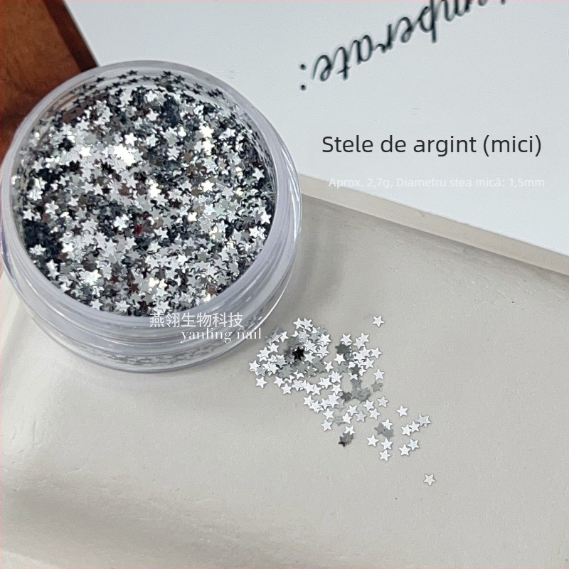 Bijuterii pentru manichiură - Sequins în formă de stea cu cinci colțuri, stil simplu; Brand Swallowling; Material: Sequins; Model: Stele.