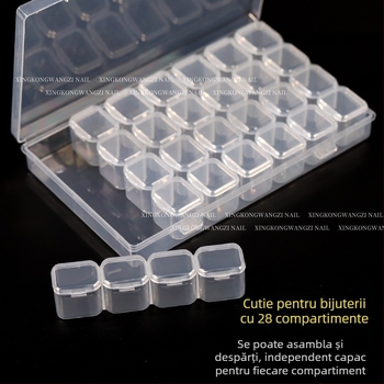 Cutie de depozitare pentru accesorii de artă a unghiilor, cu 28 sau 56 compartimente, organizator pentru mici accesorii, cu capac