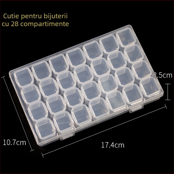 Cutie de depozitare pentru accesorii de artă a unghiilor, cu 28 sau 56 compartimente, organizator pentru mici accesorii, cu capac