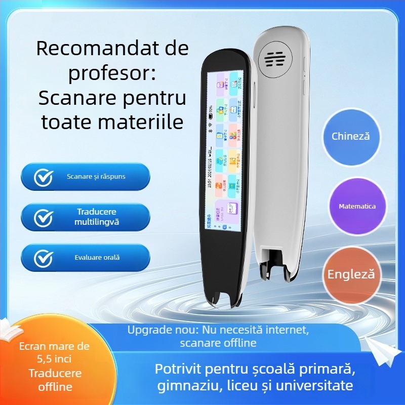 Peniță translator cu traducere Chineză–Engleză, dicționar, funcții de citire și scanare, Bluetooth, baterie litiu reîncărcabilă de 5V