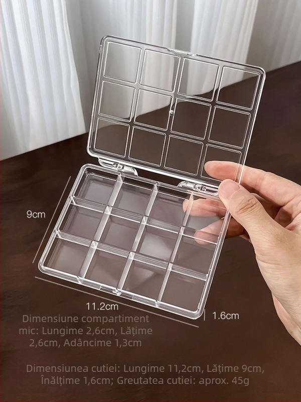 Cutie acrilică transparentă în stil japonez pentru manichiură, cu mai multe compartimente pentru depozitarea pe birou a uneltelor și bijuteriilor