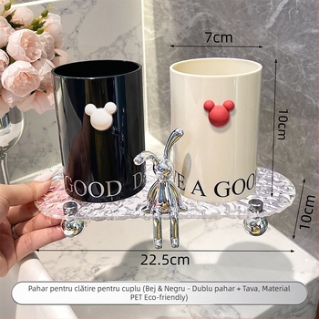 Set de cupe pentru periuțe de dinți și clătire bucală din rășină pentru cupluri