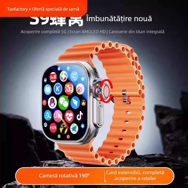 Ceas inteligent cu inserare card, impermeabil, ecran IPS, Android compatibil, autonomie baterie sub 7 zile