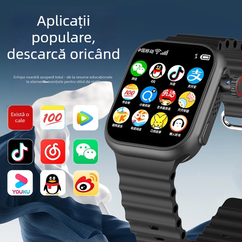 Ceas inteligent cu inserare card, impermeabil, ecran IPS, Android compatibil, autonomie baterie sub 7 zile