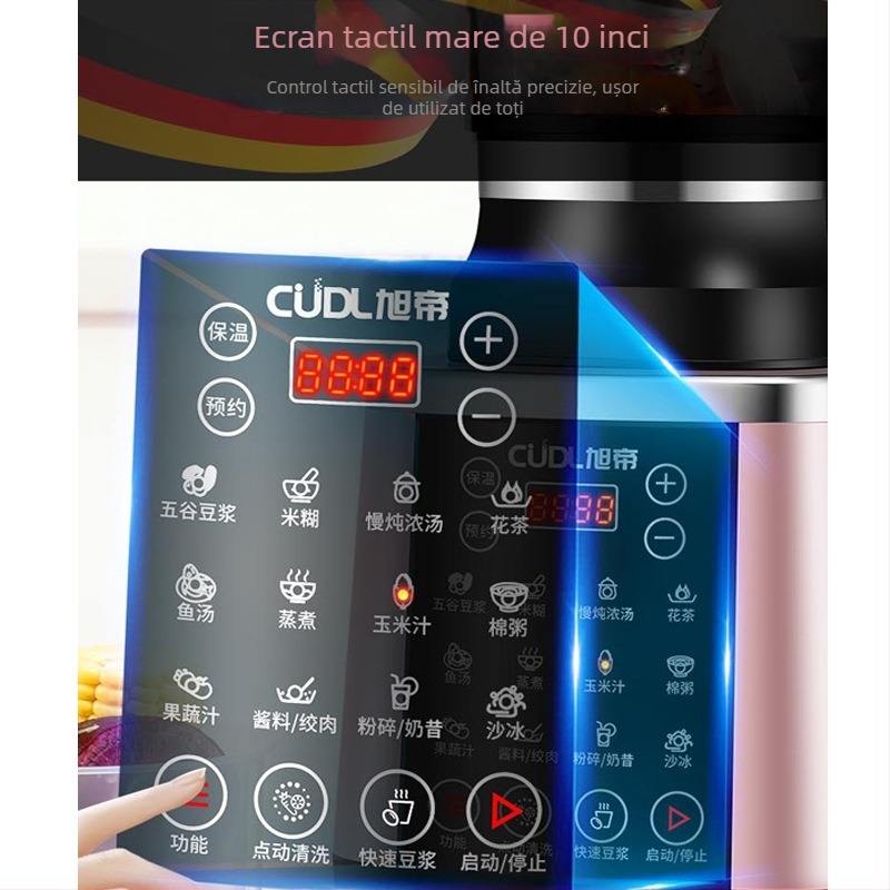 Mașină de bucătărie cu încălzire all-in-one pentru sucuri și gătit — 1750 ml, 800 W, 40.000 rpm, Control prin atingere, Curățare automată