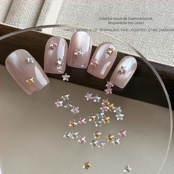 Decorațiuni pentru unghii – stele din plastic, 30 bucăți, stil simplu