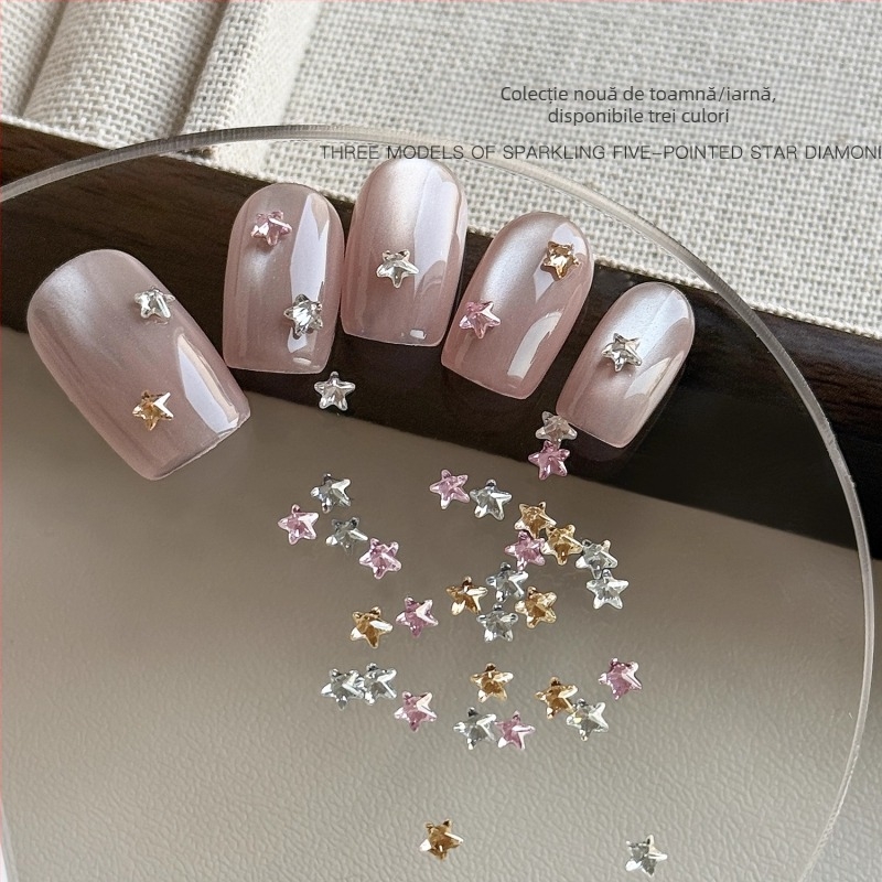 Decorațiuni pentru unghii – stele din plastic, 30 bucăți, stil simplu