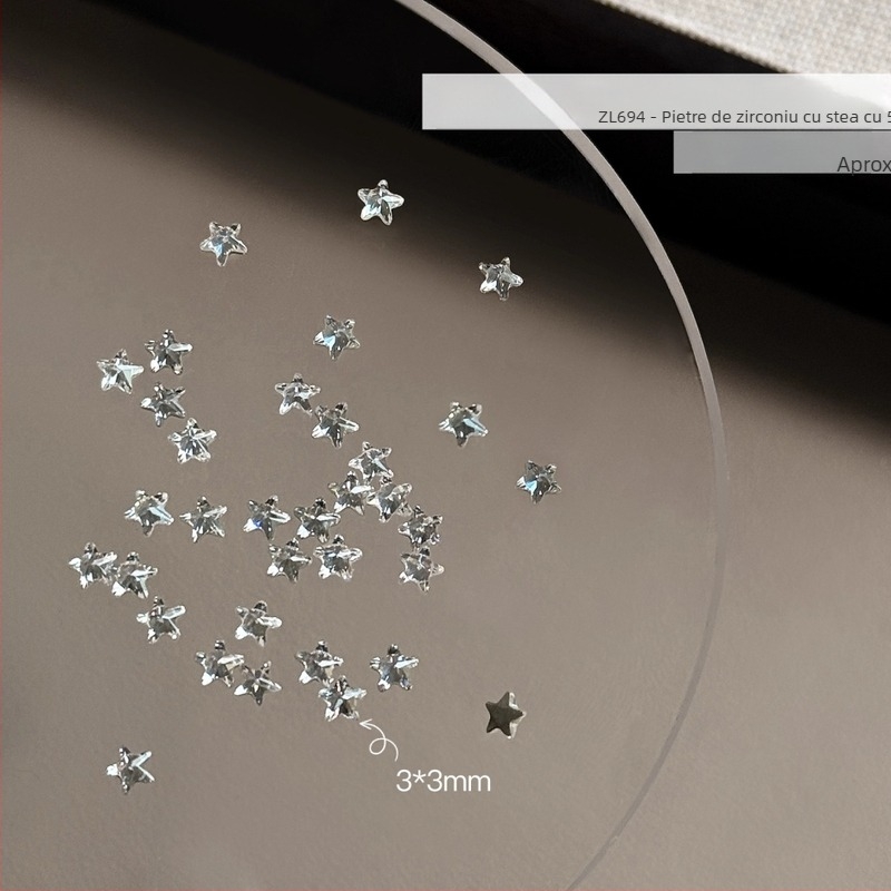 Decorațiuni pentru unghii – stele din plastic, 30 bucăți, stil simplu