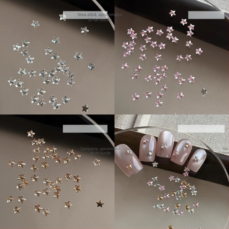 Decorațiuni pentru unghii – stele din plastic, 30 bucăți, stil simplu