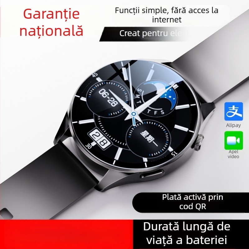 Ceas inteligent de telefon pentru elevi, compatibil Android, ecran TFT de 1,44 inch, baterie 1280mAh, rezistent la apă, cameră de 8 MP