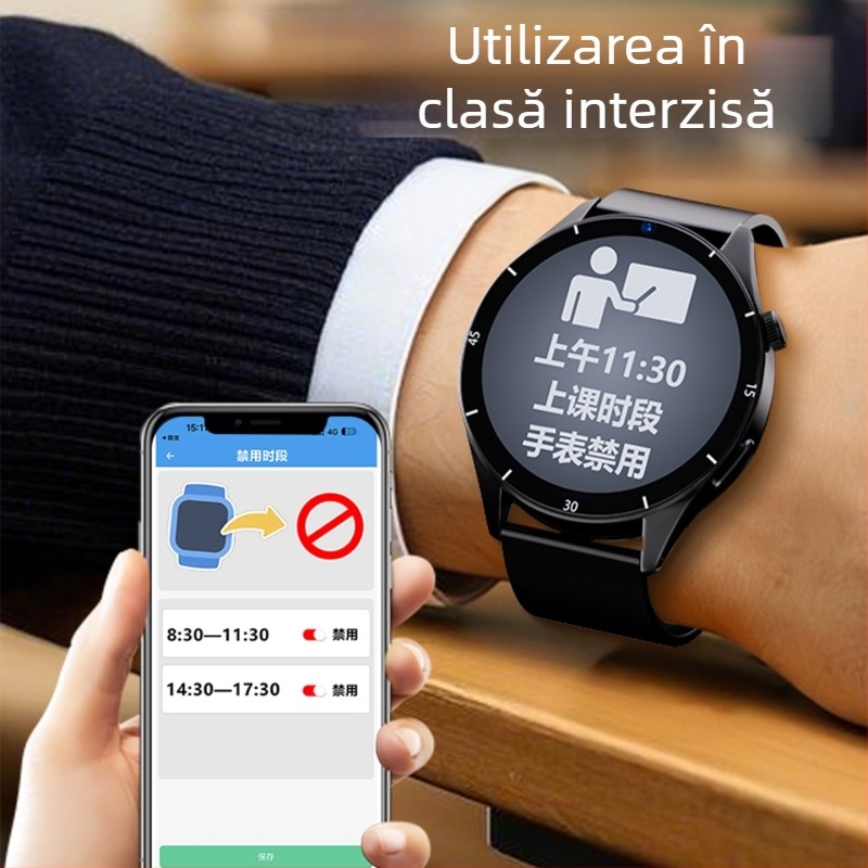 Ceas inteligent de telefon pentru elevi, compatibil Android, ecran TFT de 1,44 inch, baterie 1280mAh, rezistent la apă, cameră de 8 MP