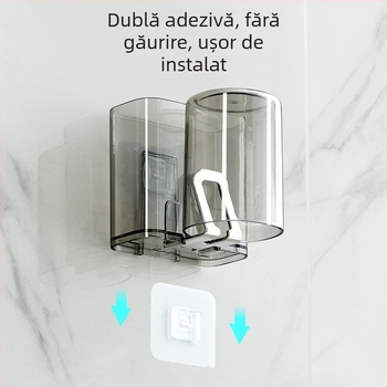 PH suport pentru periuțe de dinți, montat pe perete fără găuri, plastic, cu logo imprimat