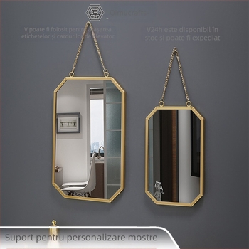 Oglindă de perete, ramă metalică, oglindă din aluminiu, personalizabilă, potrivită pentru baie, dormitor și spații comerciale