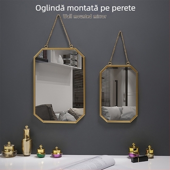 Oglindă de perete, ramă metalică, oglindă din aluminiu, personalizabilă, potrivită pentru baie, dormitor și spații comerciale