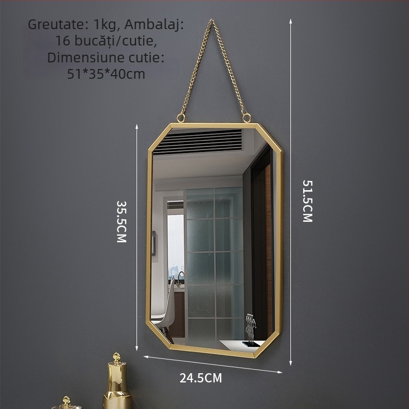 Oglindă de perete, ramă metalică, oglindă din aluminiu, personalizabilă, potrivită pentru baie, dormitor și spații comerciale