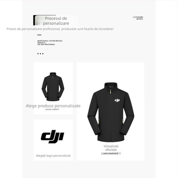 Geacă de lucru ușoară cu imprimare a logo-ului, guler înalt, fermoar, croială lejeră, impermeabilă