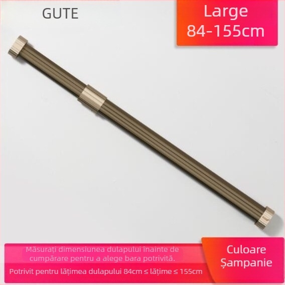 Bară telescopică pentru haine pentru garderob, din aliaj de aluminiu, model Type C, stil light luxury
