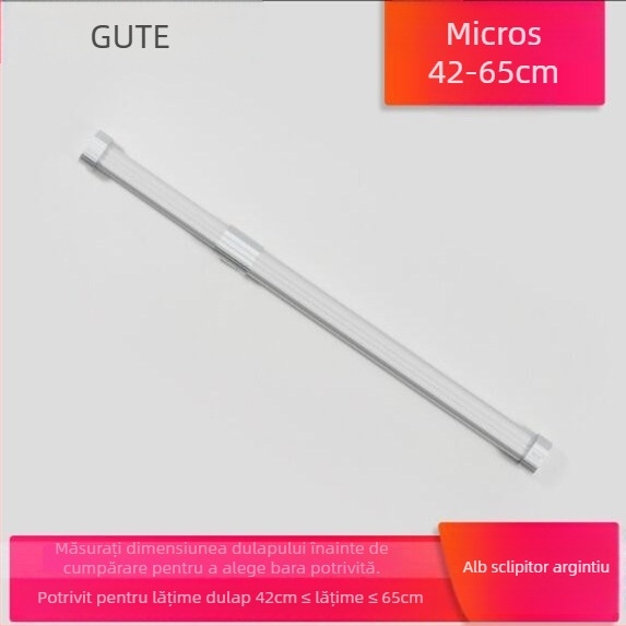 Bară telescopică pentru haine pentru garderob, din aliaj de aluminiu, model Type C, stil light luxury