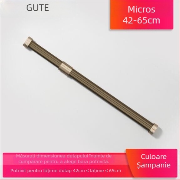 Bară telescopică pentru haine pentru garderob, din aliaj de aluminiu, model Type C, stil light luxury