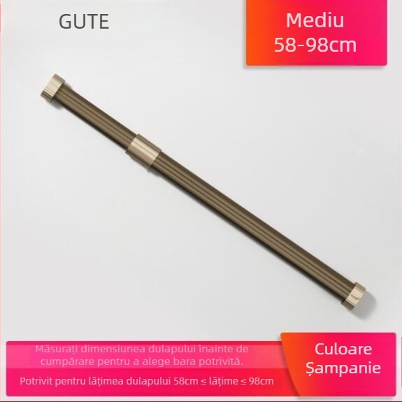 Bară telescopică pentru haine pentru garderob, din aliaj de aluminiu, model Type C, stil light luxury