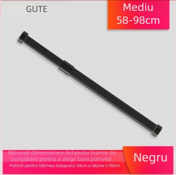 Bară telescopică pentru haine pentru garderob, din aliaj de aluminiu, model Type C, stil light luxury