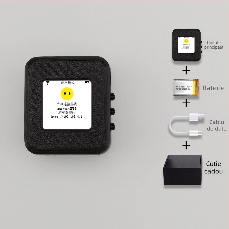 Robot AI de conversație, set cadou, versiunea 3.0; activare vocală cu cuvinte de trezire personalizate; material 3D; mufă căști + ecran rotativ controlat vocal; baterie 1200 mAh