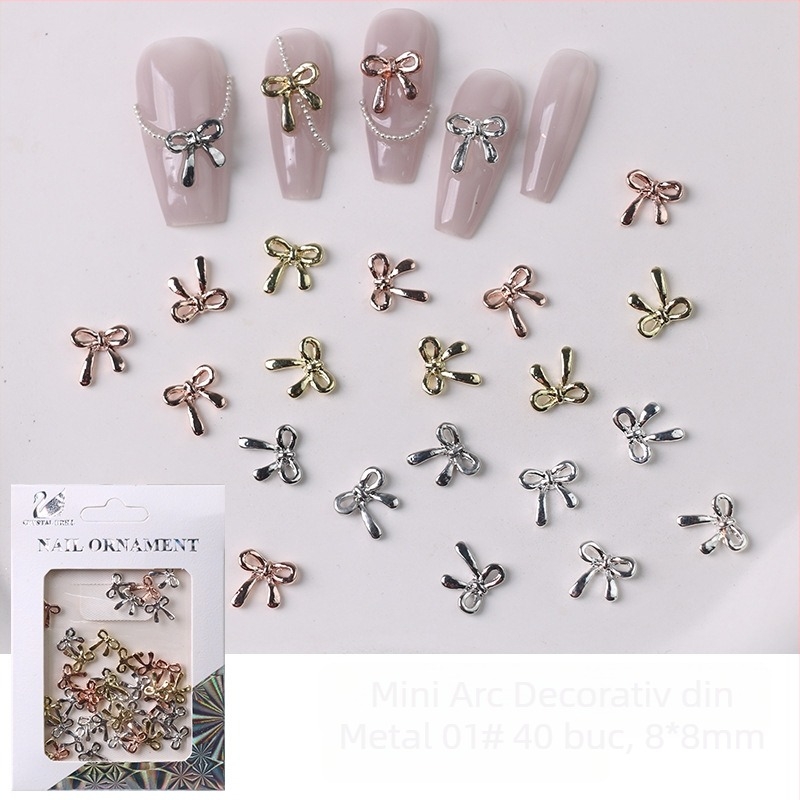 Accesorii pentru unghii cu modele de fundă și fluture, seria Alloy Butterfly, din aliaj, etichetă privată licențiată.