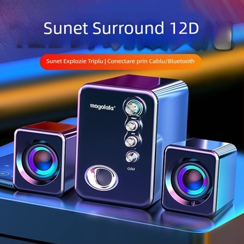 Difuzor pentru PC, cu subwoofer, 2.1 canale, sunet de înaltă calitate