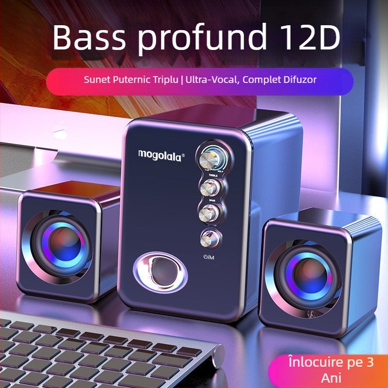 Difuzor pentru PC, cu subwoofer, 2.1 canale, sunet de înaltă calitate