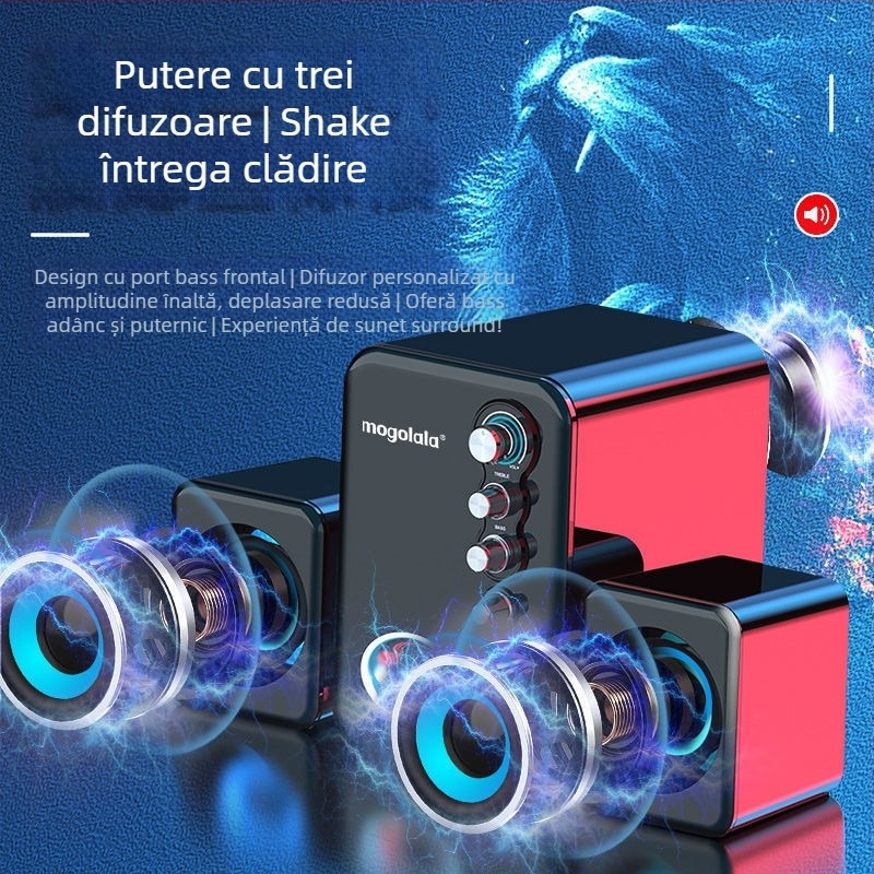 Difuzor pentru PC, cu subwoofer, 2.1 canale, sunet de înaltă calitate