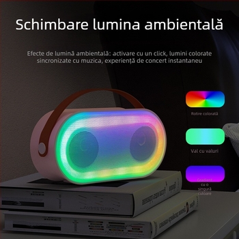 Boxă Bluetooth portabilă pentru karaoke cu microfon încorporat — Bluetooth 5.3, 10W, baterie internă 2000-4000mAh, răspuns în frecvențe 20Hz-20kHz, autonomie 3-6h
