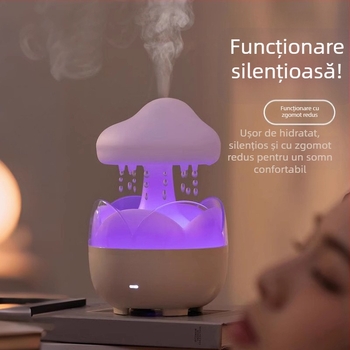 Umidificator și difuzor de arome pentru casă, silențios pentru dormitor, rezervor apă 0,5–1 L, 3+ guri de abur, baterie încorporată, temporizator >8 ore, potrivit pentru camere până la 10 m²