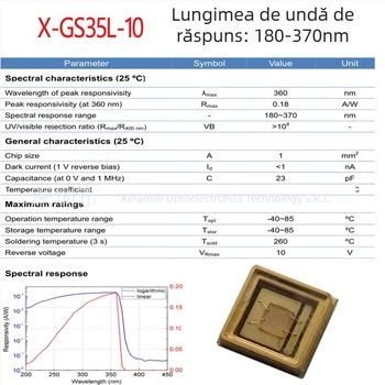 Detector ultraviolet cu fotodiodă SiC, tub UV receptor, ambalaj 3535/2835, monitorizare COD în apă medicală