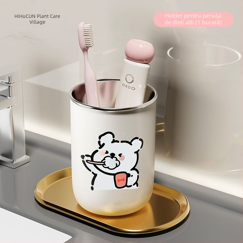 Set din două pahare din oțel inoxidabil pentru gură și periuță, 304, fără personalizare